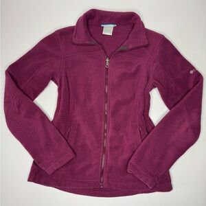 Columbia Womens Medium Magenta Fleece Jacket Full Zip Lightweight Outdoor